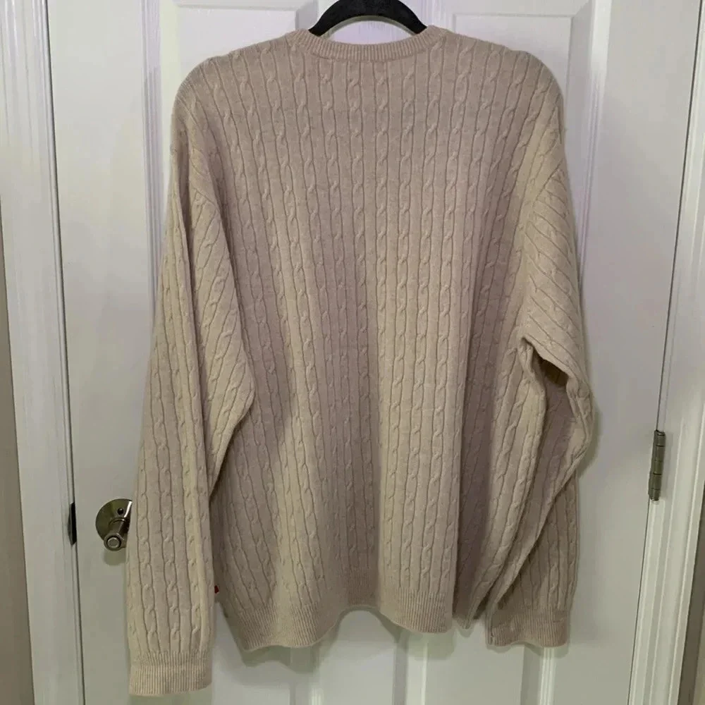 Izod Tan Cable knit cashmere sweater size XL
